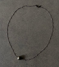 Load image into Gallery viewer, The Petite Collection Blackened Sterling Silver Necklace with Fixed Tahitian Baroque Pearl