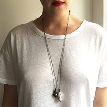 Load image into Gallery viewer, Long Blackened Sterling Silver Necklace with Black Baroque Pearl Pendant