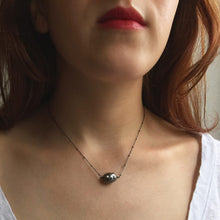 Load image into Gallery viewer, Blackened Sterling Silver Necklace with Studded Black Baroque Pearl