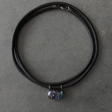 Load image into Gallery viewer, Black Baroque Pearl, English Rawhide and Blackened Sterling Silver Necklace