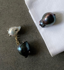 Double Sided Mixed Pearl and Gold Cufflinks