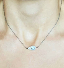 Load image into Gallery viewer, The Petite Collection Blackened Sterling Silver Necklace with Fixed White Baroque Pearl