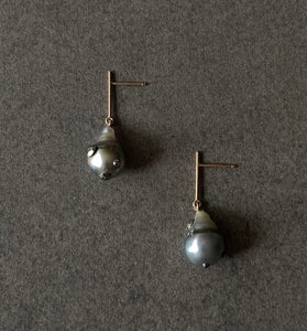 The Petite Collection Short Straight Drop Articulated Tahitian Baroque Pearl Earrings