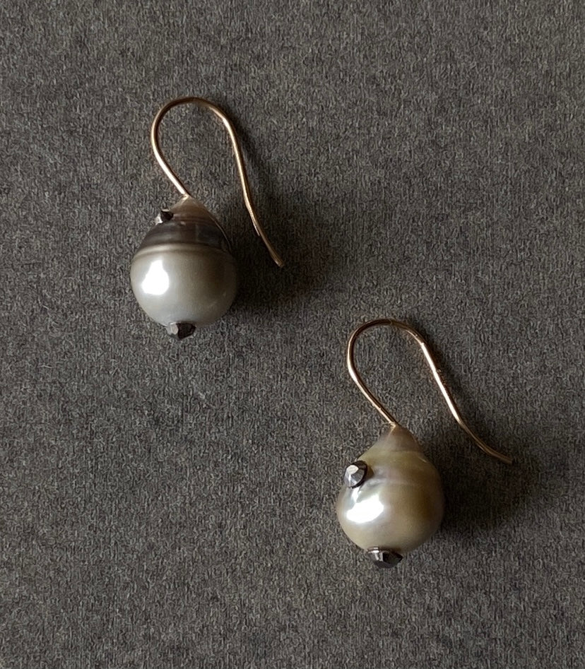 The Petite Collection French Wire Fixed Tahitian Baroque Pearl Earrings