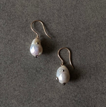 Load image into Gallery viewer, The Petite Collection French Wire Articulated White Baroque Pearl Earrings