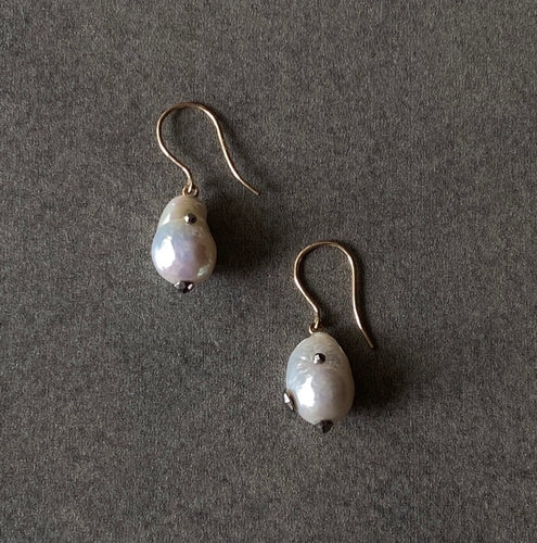The Petite Collection French Wire Articulated White Baroque Pearl Earrings