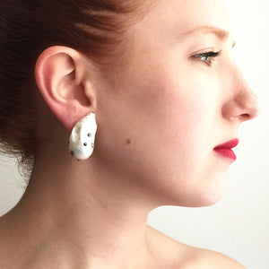 Large White Pearl Stud Earrings