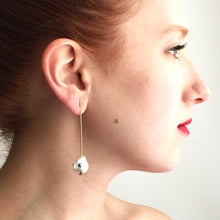Load image into Gallery viewer, Pearl Straight Line Drop Earrings