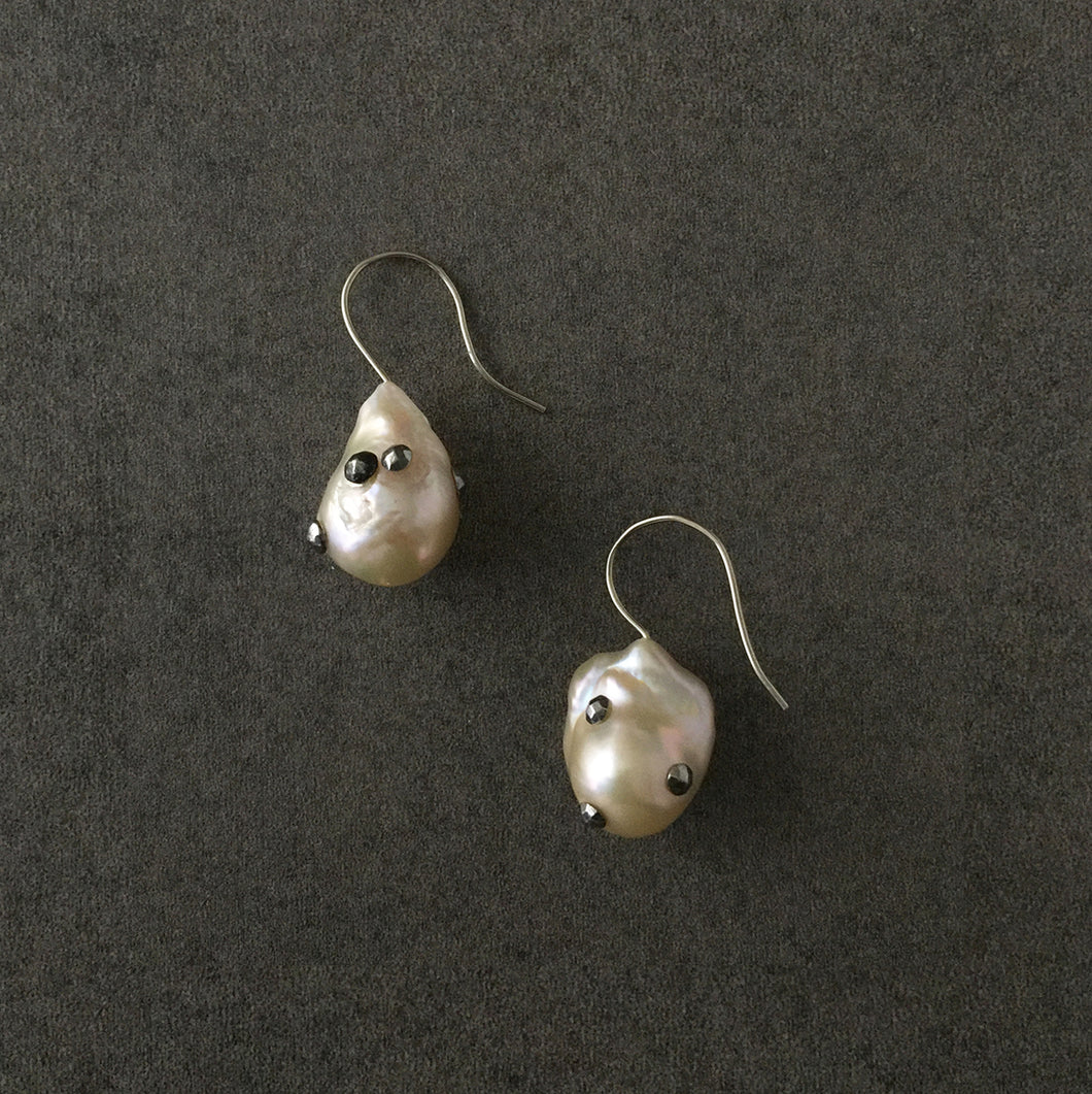 French Drop Fixed Baroque Pearl Earrings
