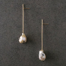 Load image into Gallery viewer, Pearl Straight Line Drop Earrings