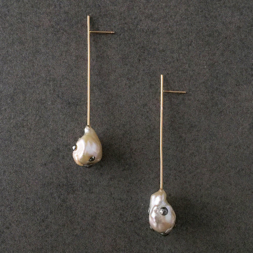 Pearl Straight Line Drop Earrings