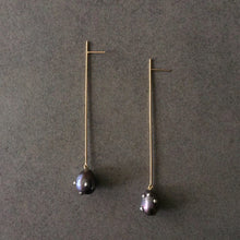 Load image into Gallery viewer, Pearl Long Straight Line Drop Earrings