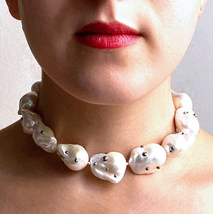 Large White Pearl Choker Necklace