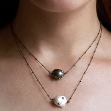 Load image into Gallery viewer, Blackened Sterling Silver Necklace with White Baroque Pearl